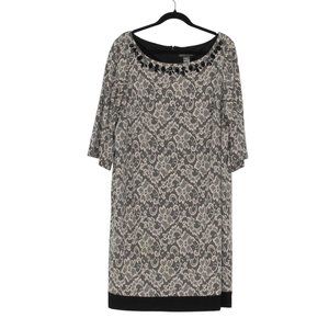 Jessica Howard Black and White Floral Dress Women Plus Size 22 W Jeweled Bling